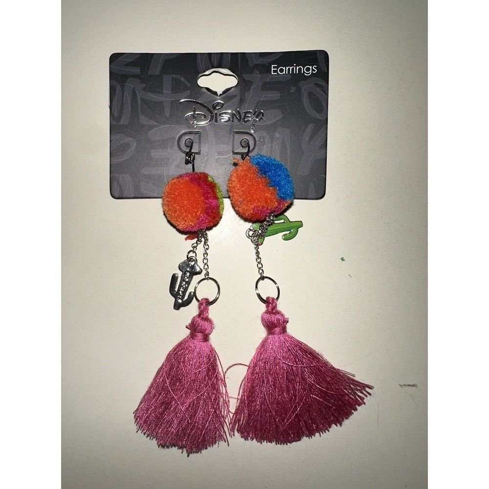 Disney Mickey Mouse Cactus Pom Pom Earrings 3 1/2" Drop 20977293 Boxed Lunch Exc